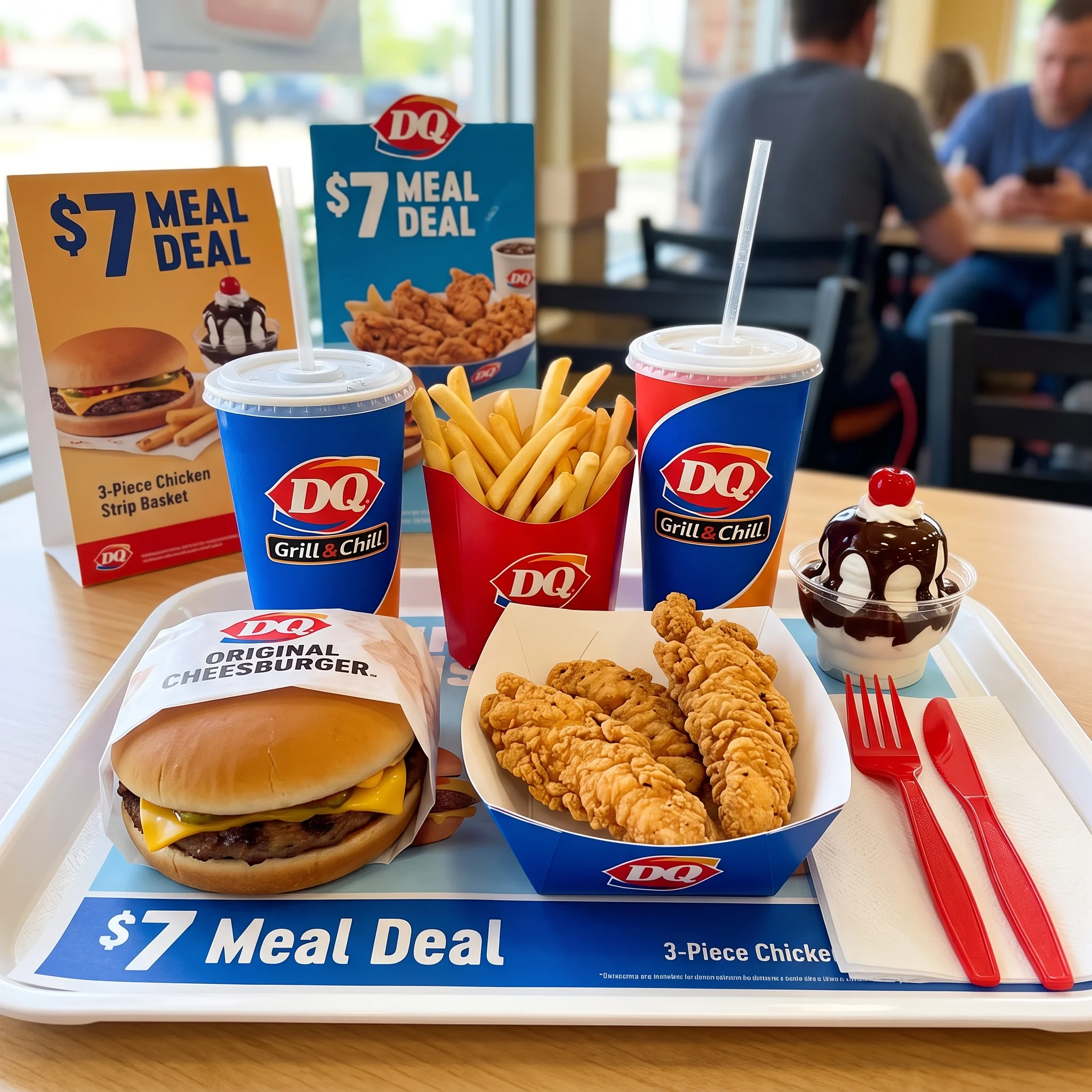 Dairy Queen combo meal spread showcasing mobile app savings and deal stacking